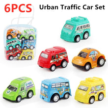 Load image into Gallery viewer, 6pcs Car Model Toy Pull Back Car Toys Mobile Vehicle Fire Truck Taxi Model Kid Mini Cars Boy Toys Gift Diecasts Toy for Children
