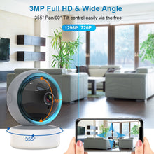 Load image into Gallery viewer, Electronic Baby Monitor with Camera Wifi 3MP HD Cry Babies Nanny Camera Two Way Audio IR Night Vision Baby Sleeping IP Camera
